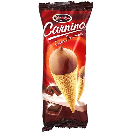 بستنی پاستوریزه قیفی کاکائویی مخلوط با چربی نباتی از برند دومینو وزن محصول ( 65 گرم )