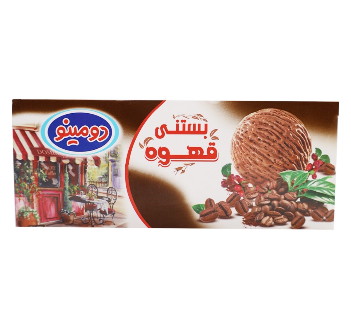 بستنی پاستوریزه قهوه ( مخلوط با چربی نباتی ) از برند دومینو وزن محصول ( 500 گرم )