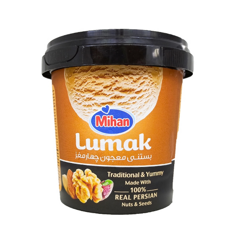 بستنی شیری خرمائی دارچینی ، با مخلوط مغز های خوراکی برند میهن وزن محصول ( 265g )