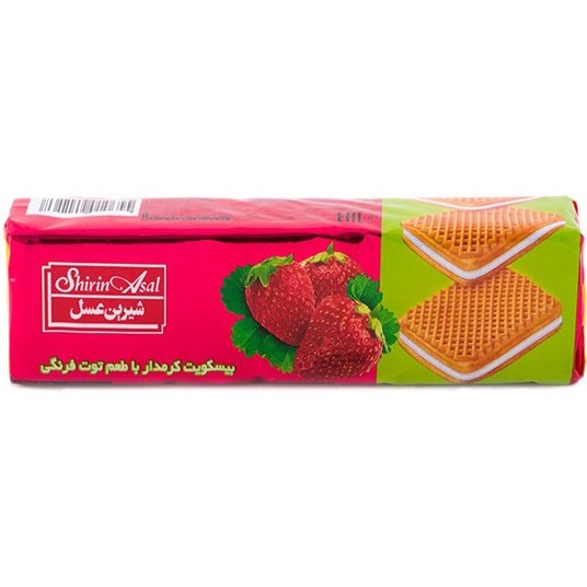 بیسکویت کرم دار با طعم توت فرنگی شیرین عسل