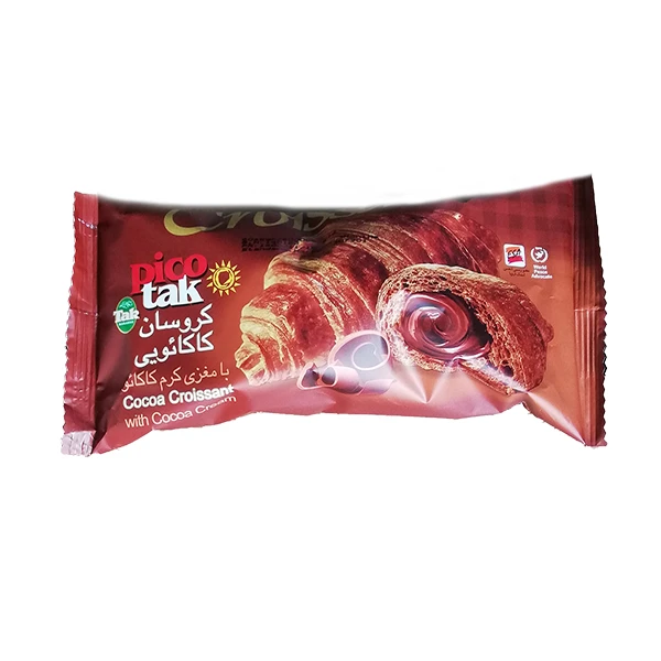 کروسان لایه ای تخمیری کاکائویی " با مغزی کرم کاکائو پیکو تک " تک - ( 60 گرمی )