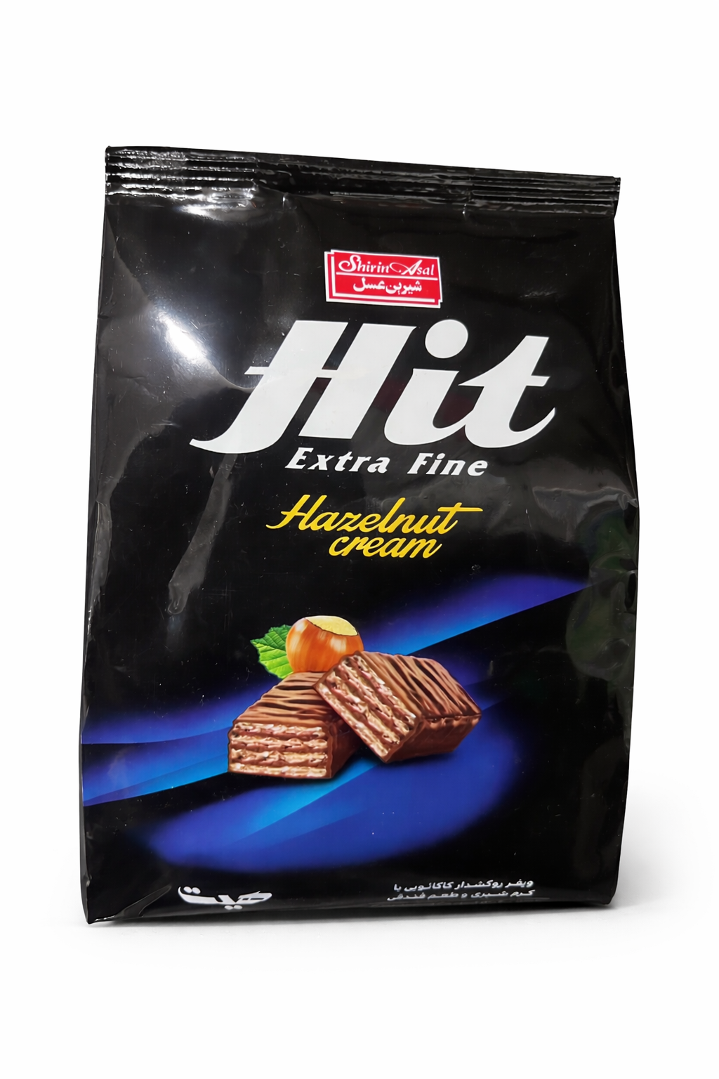 ویفر روکشدار کاکائویی با کرم شیری و طعم فندقی برند شیرین عسل وزن محصول ( 160g )