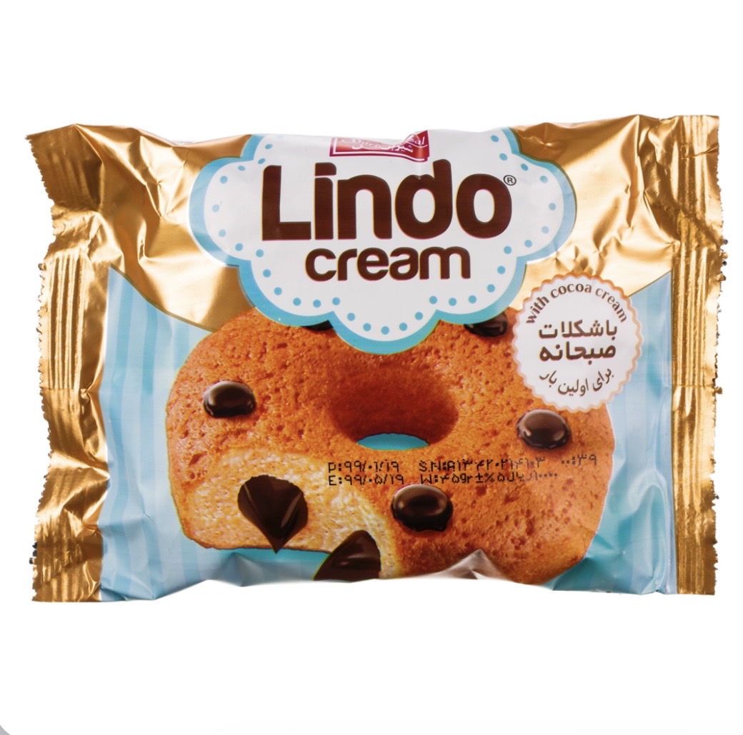 دونات کیک وانیلی با مغزی کرم کاکائو ، فندقی از برند شیرین عسل وزن محصول ( 50 گرم )