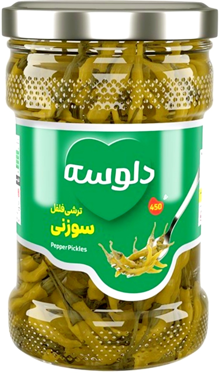 کنسرو ترشی فلفل تند سوزنی ( سرکه 5% ) ( 450 ) گرم دلوسه