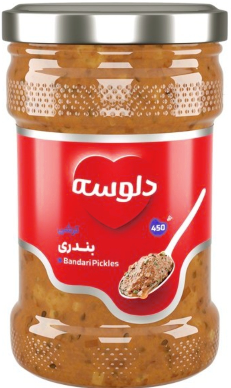 کنسرو ترشی بندری ( سرکه 5% ) ( سبزیجات مرزه و نعنا ) ( 450 ) گرم دلوسه