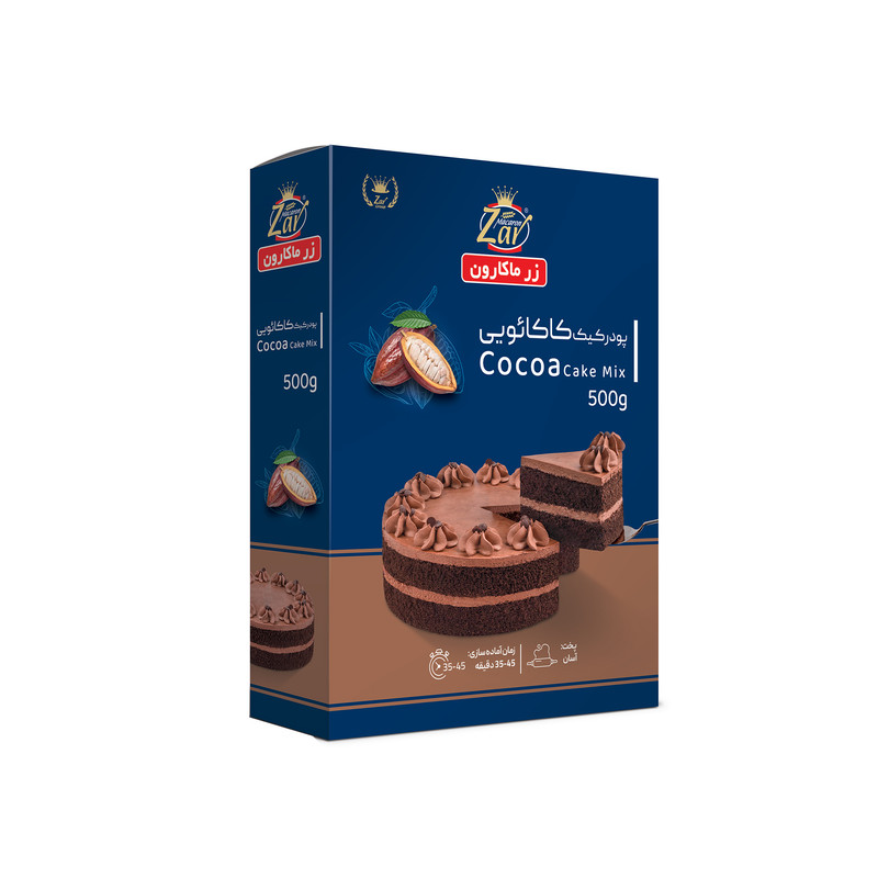 پودر کیک نیمه آماده کاکائویی زر ماکارون 500 گرمی