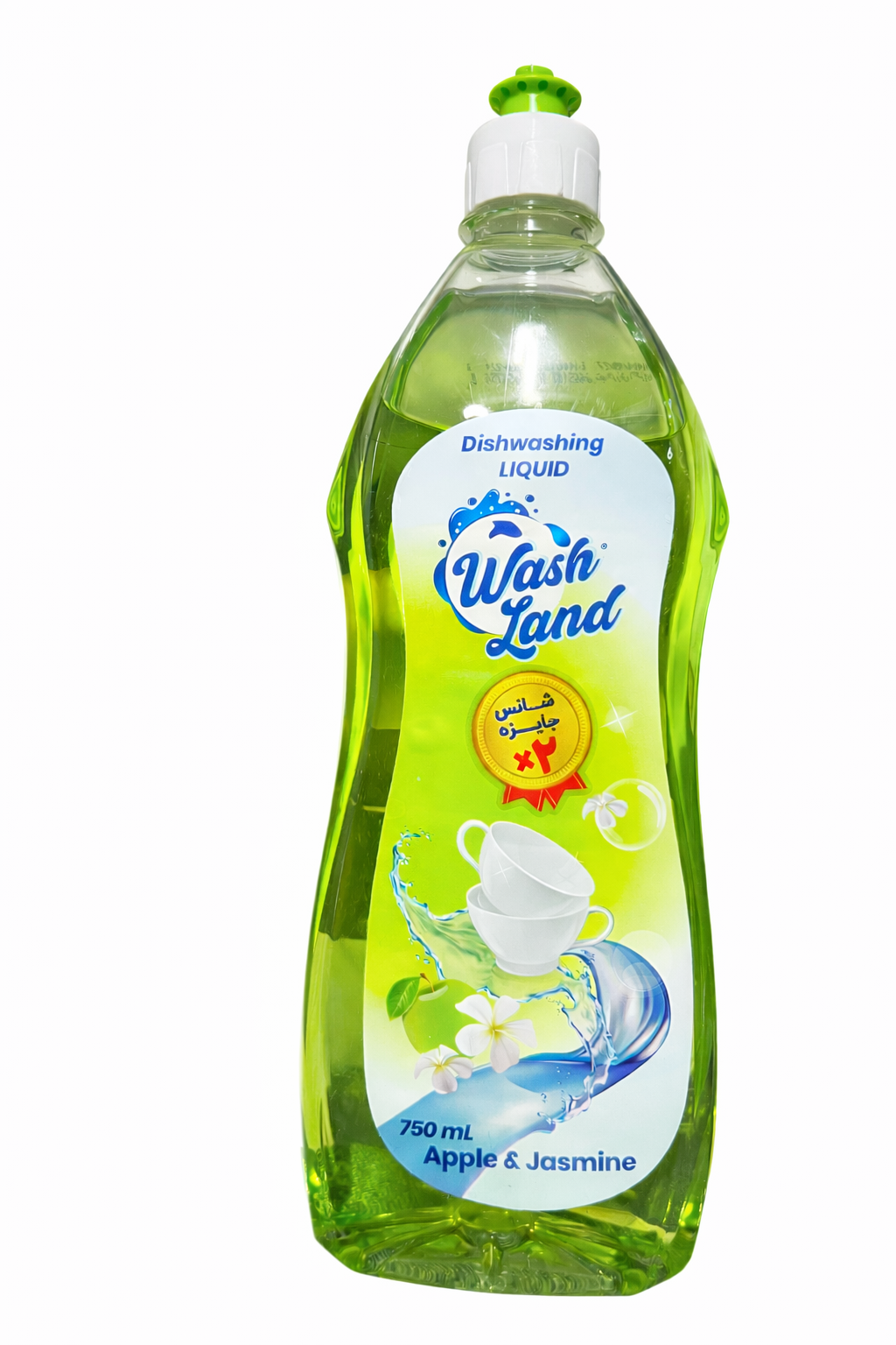 مایع ظرفشویی با رایحه سیب سبز و یاس برند واش لند حجم محصول ( 750ml )