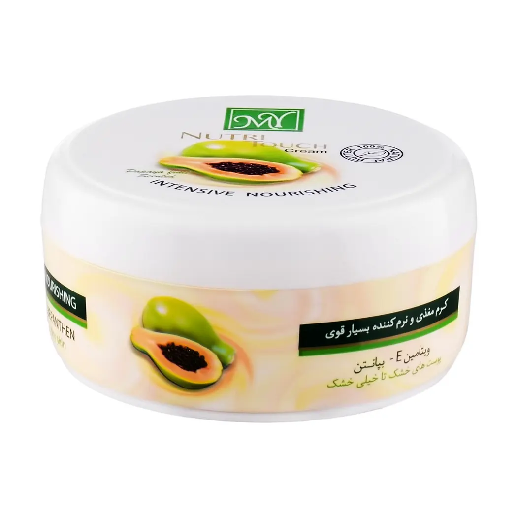کرم دست و صورت " NUTRI TOUCH " مای - ( مغذی، مرطوب کننده و نرم کننده بسیار قوی ) مناسب پوست های خشک تا خیلی خشک، حاوی ویتامین E، بپانتن و رایحه میوه پاپایا ( 200 میلی لیتر )