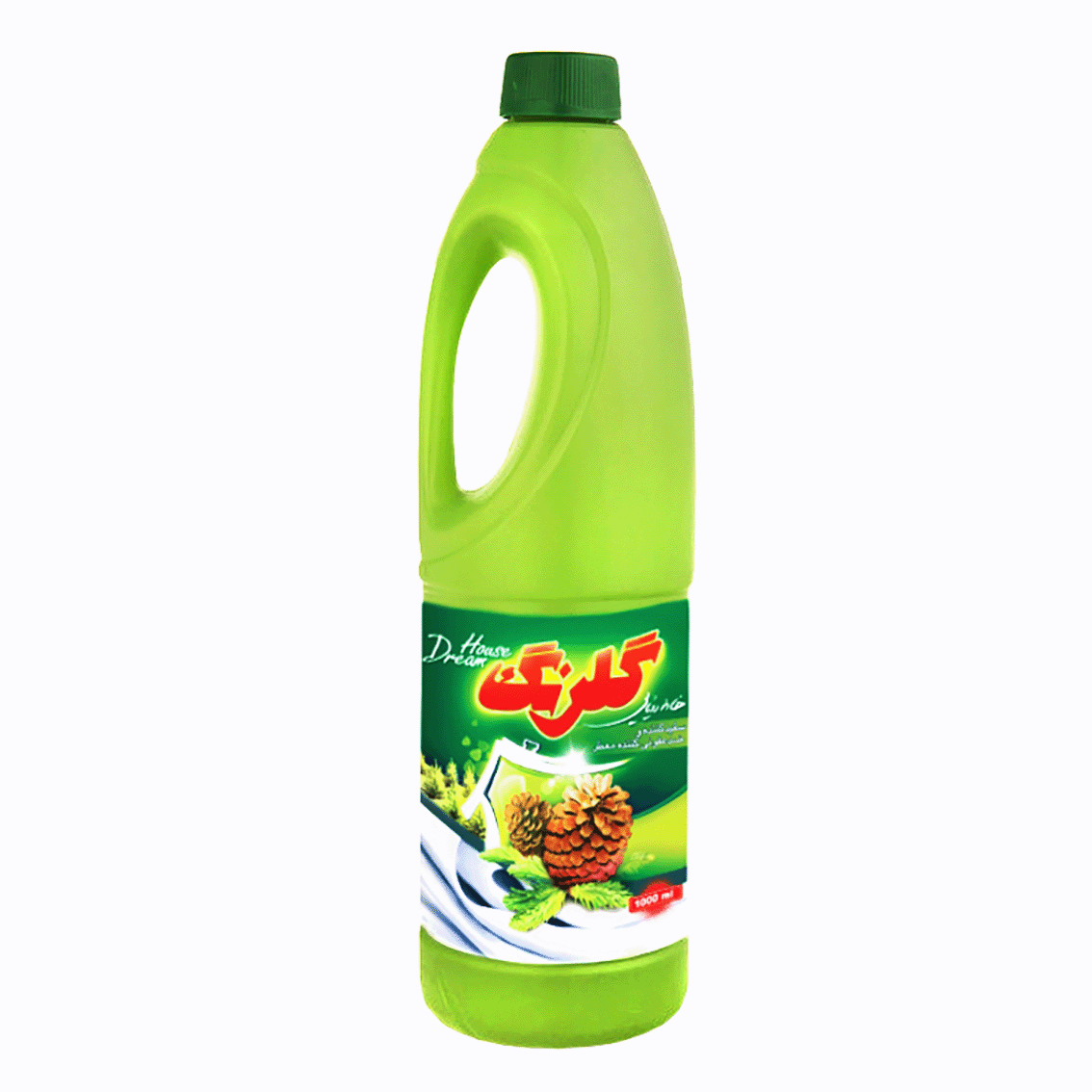 مایع سفید کننده و ضدعفونی کننده " معطر، سبز " گلرنگ  -  " با رایحه کاج " مناسب انواع البسه، سطوح و ظروف ( 1 لیتری )