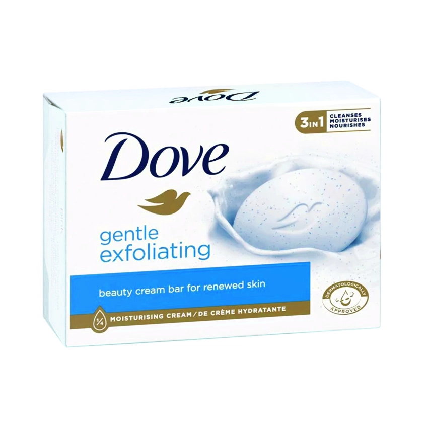 صابون آرایشی " 3 در 1 کرمی، Gentle Exfoliating " داو - ( مرطوب کننده و تغذیه کننده پوست ) لایه برداری ملایم جهت رسیدن به پوست جدید ( حاوی 1 عدد صابون - 90 گرمی )