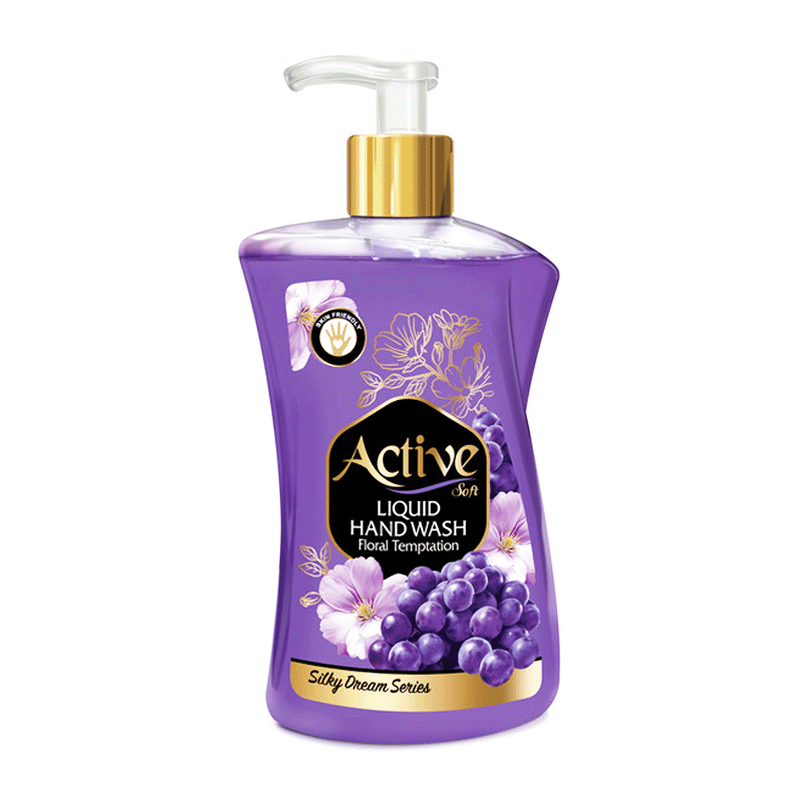 مایع دستشویی پمپی " صدفی "  اکتیو  - ( بنفش ) سری  Silky Dream  ( 450 گرم )