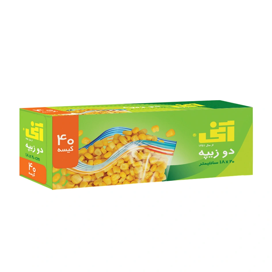 کیسه " زیپ دار " آنی - ( 2 زیپه ) سایز 20 * 18 سانت ( 40 عددی )