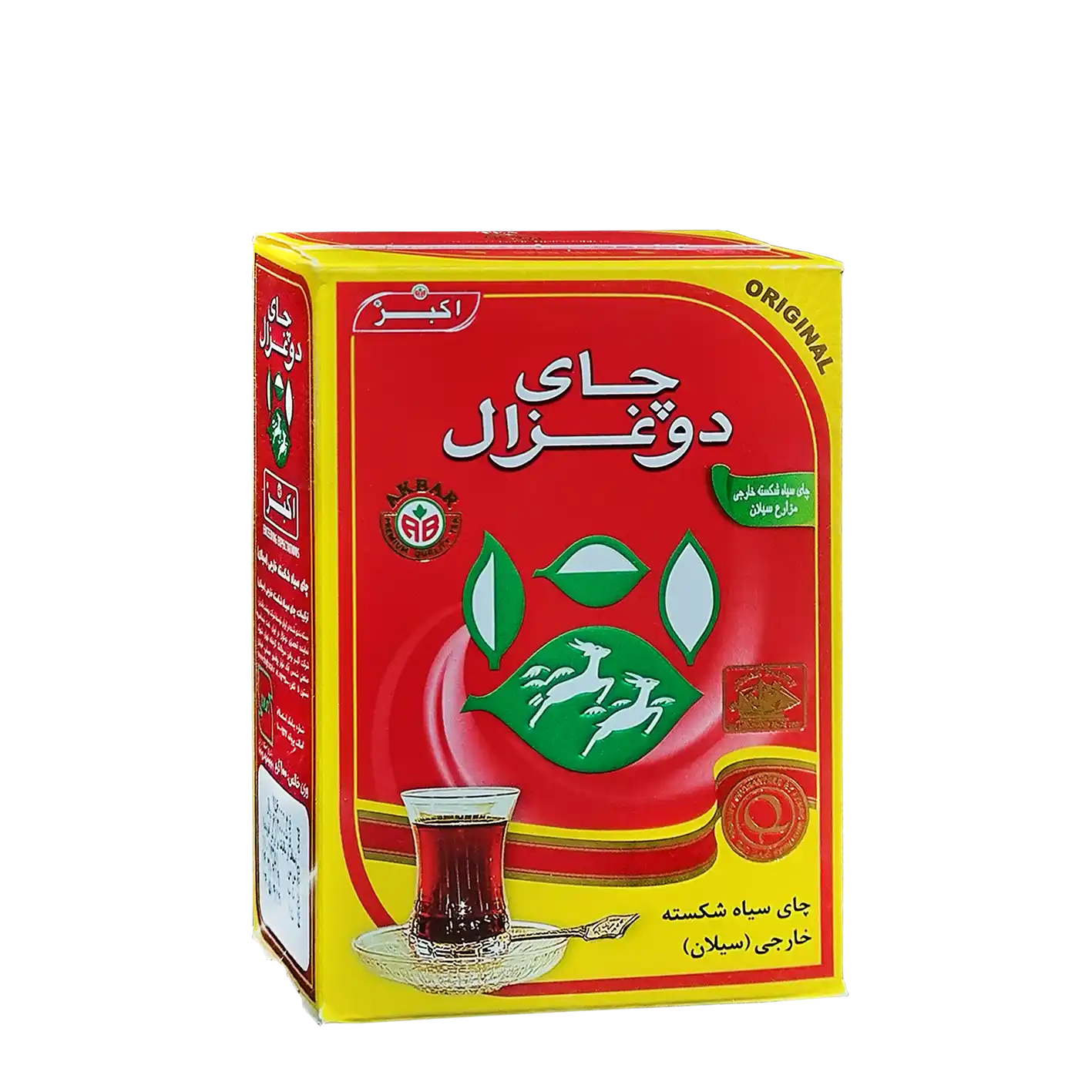 چای سیاه خارجی " غیر معطر " دوغزال - ( چای شکسته پاکتی قرمز ) دستچین شده از مزارع چای سیلان ( 250 گرمی )