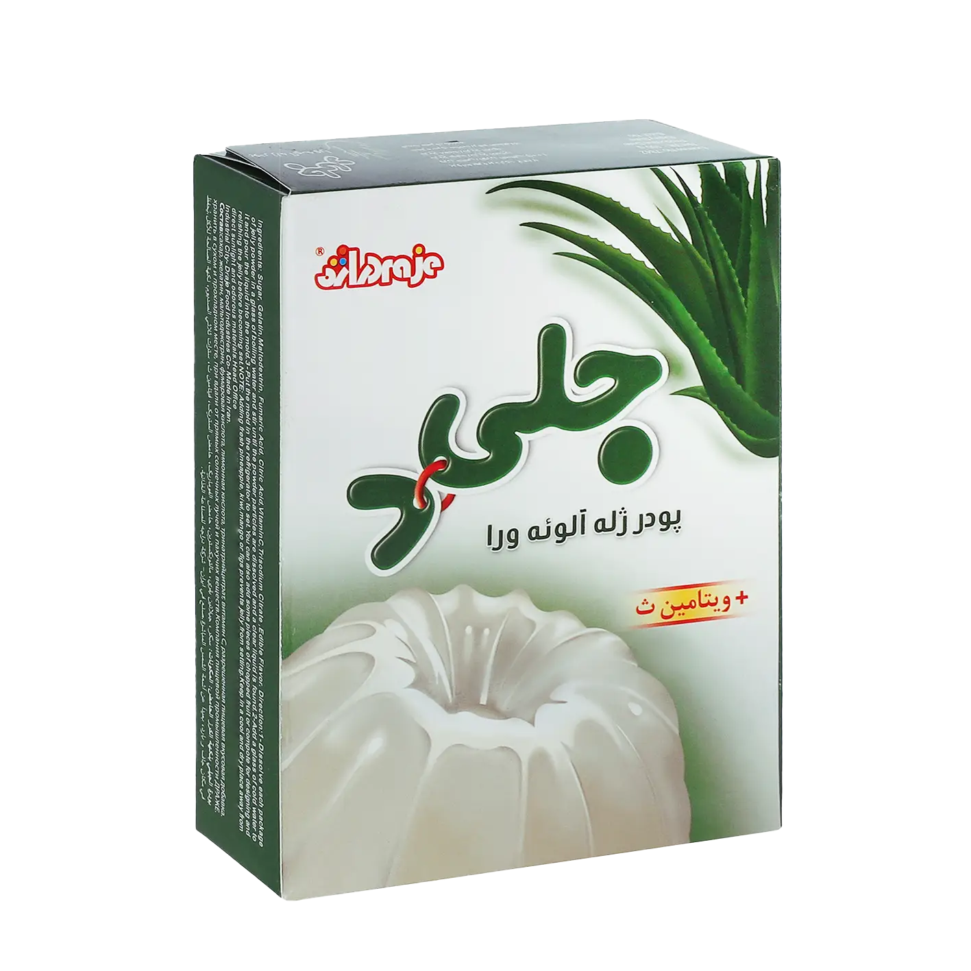 پودر ژله " آلوئه ورا " جلی د - ( بر پایه ژلاتین ) حاوی ویتامین ث ( 100 گرمی )