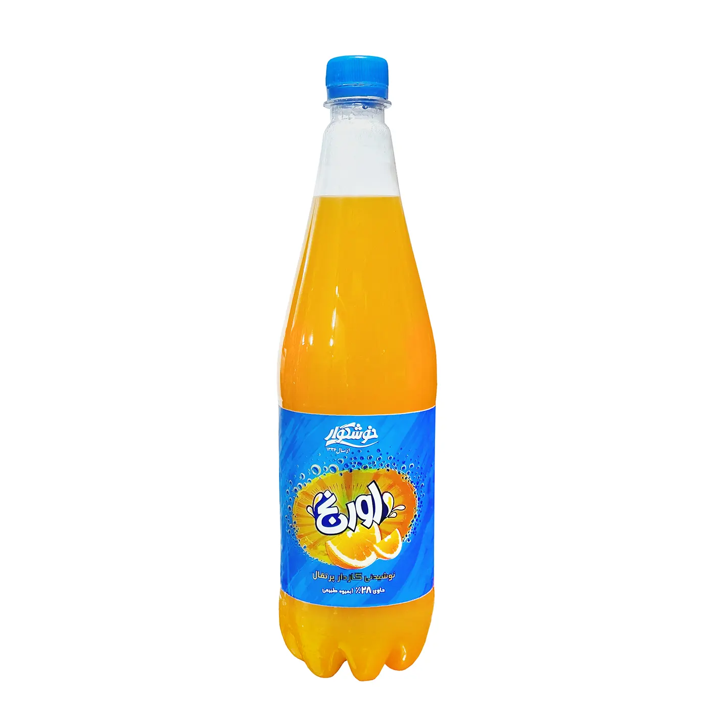 آبمیوه گازدار " پرتقال " خوشگوار - ( بطری پت ) حاوی کنسانتره آب پرتقال ( 1 لیتری )