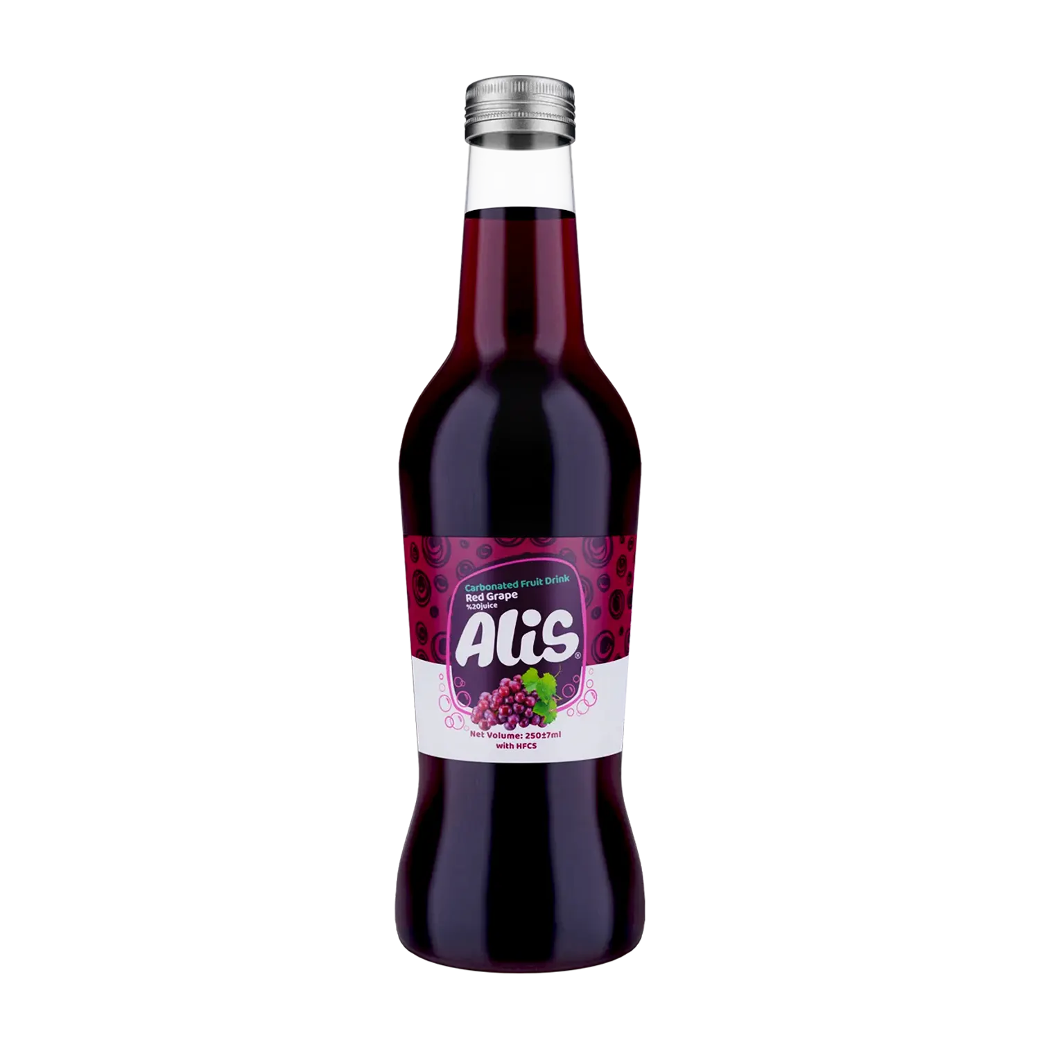آبمیوه گازدار " انگور قرمز " عالیس - ( شیشه ای ) حاوی کنسانتره انگور قرمز ( 250 میلی لیتر )
