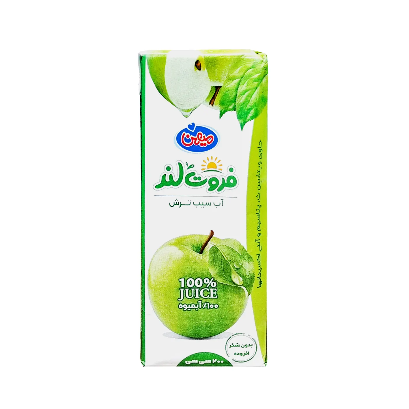 آبمیوه " سیب ترش " فروت لند - ( پاکتی ) حاوی کنسانتره طبیعی آب سیب ( 200 سی سی )