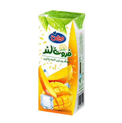 آبمیوه " انبه پالپ دار " فروت لند - ( پاکتی ) حاوی پوره طبیعی انبه و پالپ پرتقال ( 200 میلی لیتر )