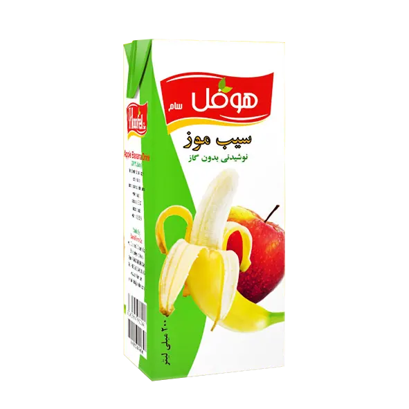 آبمیوه " سیب موز " هوفل - ( پاکتی ) حاوی کنسانتره و پوره طبیعی سیب و موز ( 200 میلی لیتر )