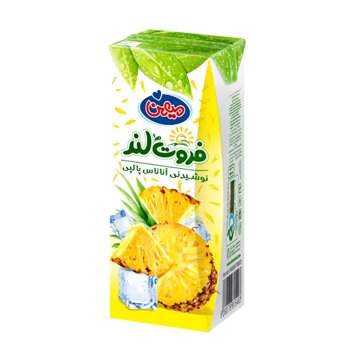 آبمیوه " آناناس پالپ دار " فروت لند - ( پاکتی ) حاوی کنسانتره طبیعی آب آناناس ( 200 سی سی )