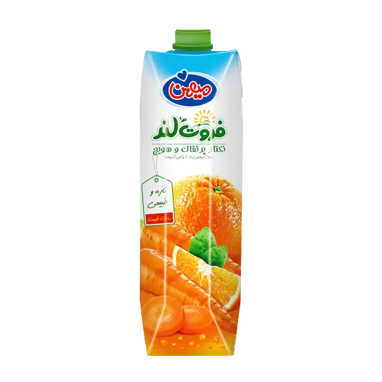 آبمیوه " نکتار پرتقال و هویج " فروت لند - ( پاکتی ) حاوی کنسانتره طبیعی آب پرتقال و آب هویج ( 1 لیتری )