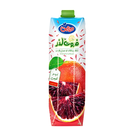 آبمیوه " نکتار پرتقال تو سرخ پالپ دار " فروت لند - ( پاکتی ) حاوی کنسانتره طبیعی آب پرتقال تو سرخ ( 1 لیتری )
