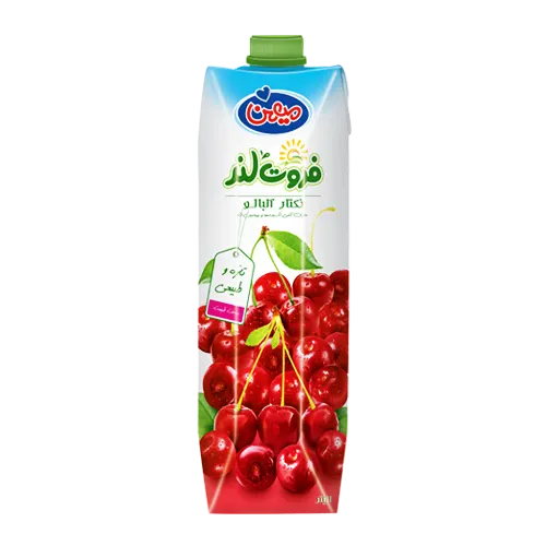 آبمیوه " نکتار آلبالو  " فروت لند - ( پاکتی ) حاوی کنسانتره طبیعی آب آلبالو  ( 1 لیتری )