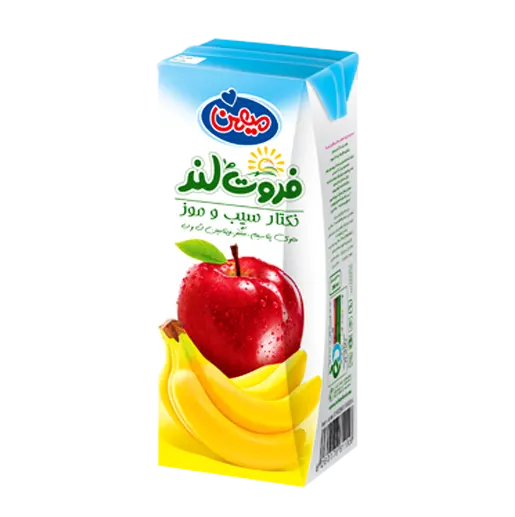 آبمیوه " نکتار سیب موز " فروت لند - ( پاکتی ) حاوی پوره موز و کنسانتره طبیعی آب سیب ( 200 سی سی )