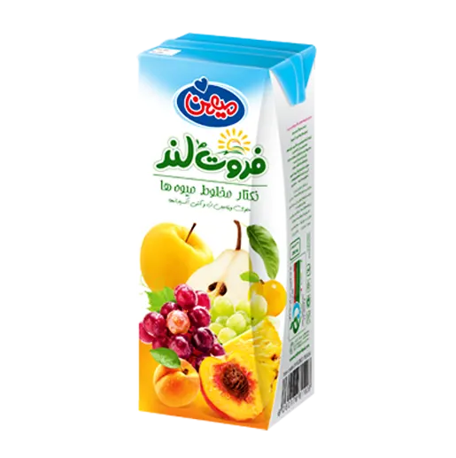 آبمیوه " نکتار چند میوه " فروت لند - ( پاکتی ) حاوی کنسانتره و پوره طبیعی میوه ( 200 سی سی )