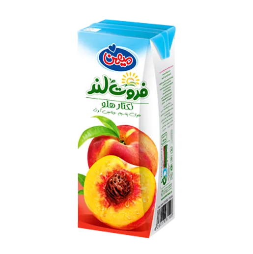 آبمیوه " نکتار هلو " فروت لند - ( پاکتی ) حاوی پوره طبیعی هلو ( 200 سی سی )