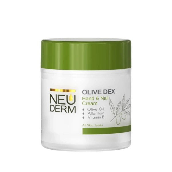کرم دست و ناخن " Re-Nutrive Olive Dex " نئو درم - ( ترمیم کننده و نرم کننده، مناسب انواع پوست ) حاوی روغن زیتون، ویتامین E، B5 ، آلانتوئین، گلیسیرین ( 150 میلی لیتر )