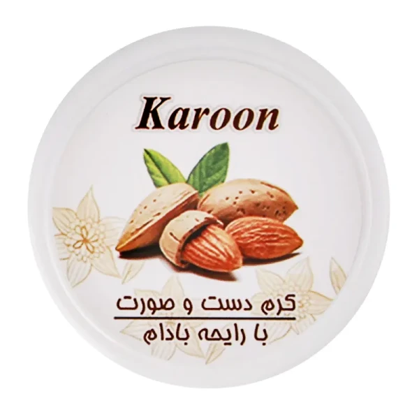 کرم  " دست و صورت " کارون - ( سفید، با رایحه بادام ) حاوی وازلین و موم زنبور عسل ( 100 میلی لیتر )