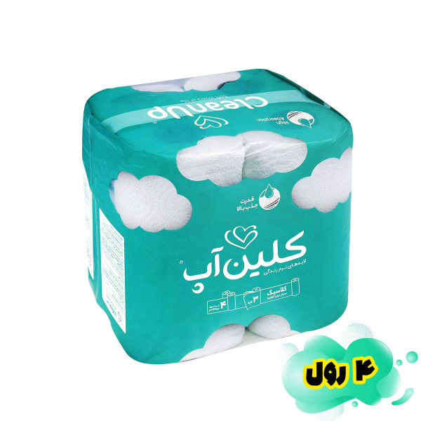 دستمال " حوله ای، کلاسیک " کلین آپ - ( 4 قلو ) حوله کاغذی توالت، هر رول 105 برگ ( 3 لایه )