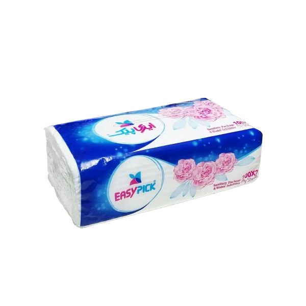 دستمال کاغذی " اقتصادی " ایزی پیک - ( بسته نایلونی ) سایز کوچک 20 * 19 سانتی متر ( 100 برگ دولا )