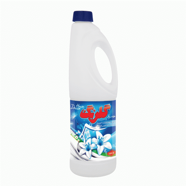مایع سفید کننده و ضدعفونی کننده  " معطر، سفید "  گلرنگ  -  " با رایحه گل های خوشبو " مناسب انواع البسه، سطوح و ظروف ( 1 لیتری )