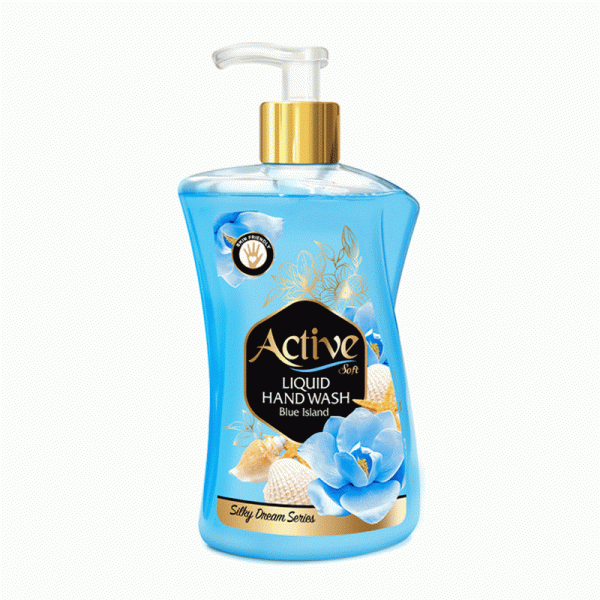 مایع دستشویی پمپی " صدفی " اکتیو - ( آبی ) سری Silky Dream  ( 450 گرم )