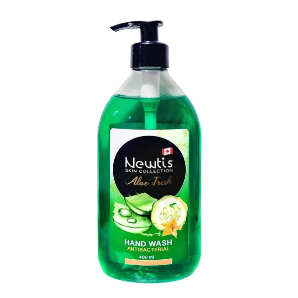مایع دستشویی پمپی " آنتی باکتریال " نیوتیس - ( سبز، سری Aleo Fresh ) حاوی عصاره خیار و آلوئه ورا  ( 400 میلی لیتر )