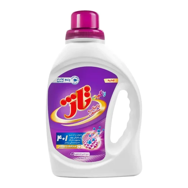 مایع لباسشویی " رنگین شوی 4 + 1 " تاژ - ( بنفش )  موثر در آب سرد ( 1 لیتری )