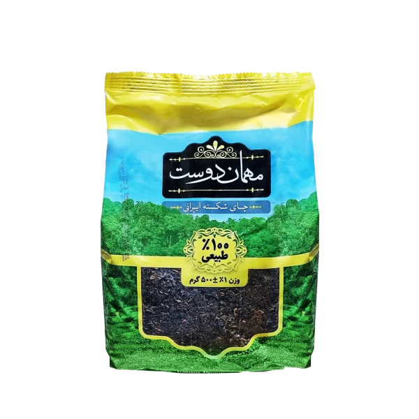 چای سیاه ایرانی " غیر معطر " مهمان دوست - ( چای سیاه شکسته، مشمایی ) 100 درصد طبیعی، فاقد هرگونه رنگ افزودنی ( 500 گرمی )