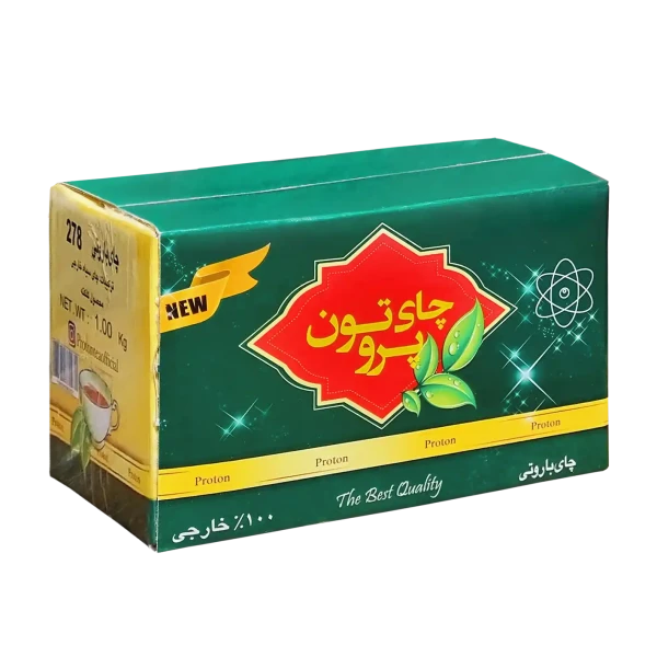 چای سیاه خارجی " غیر معطر " پروتون - ( چای باروتی 278 بسته ای سبز ) محصول مزارع چای کلکته  ( 1 کیلویی )