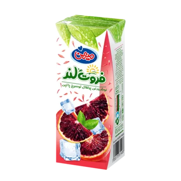 آبمیوه " نکتار پرتقال تو سرخ پالپ دار " فروت لند - ( پاکتی ) حاوی کنسانتره طبیعی آب پرتقال تو سرخ ( 200 سی سی )