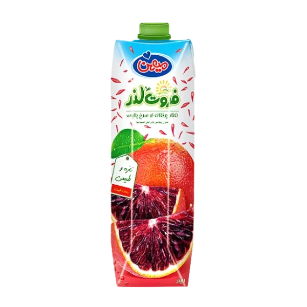 آبمیوه " نکتار پرتقال تو سرخ پالپ دار " فروت لند - ( پاکتی ) حاوی کنسانتره طبیعی آب پرتقال تو سرخ ( 1 لیتری )