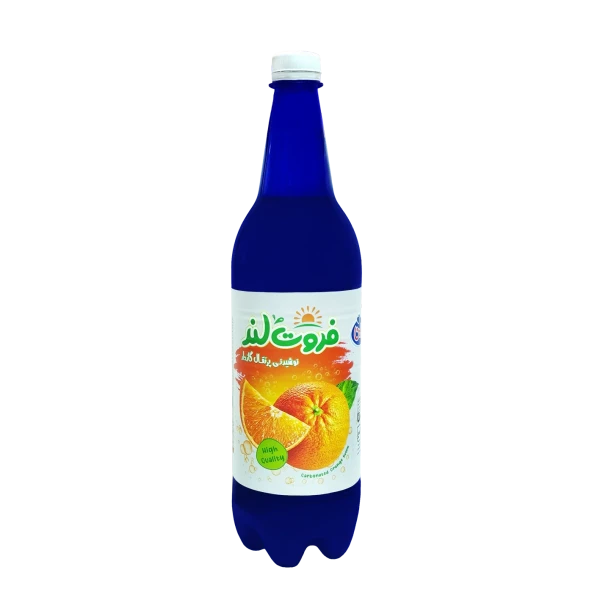 نوشیدنی گازدار " پرتقال " فروت لند - ( بطری پت ) حاوی 25 درصد آبمیوه و کنسانتره طبیعی پرتقال ( 1 لیتری )